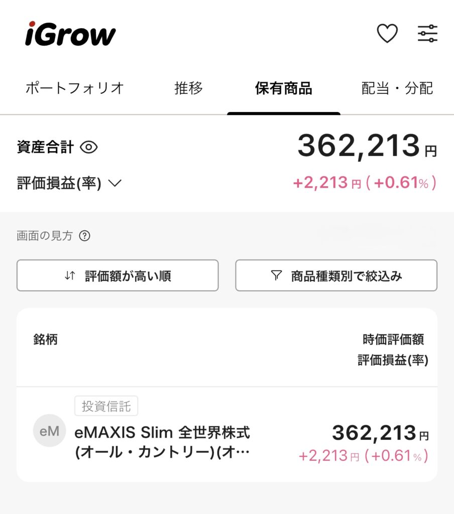 2026/5/2 新NISA運用実績 iGrow 手取り27万25歳 蒼井積 オルカン100%