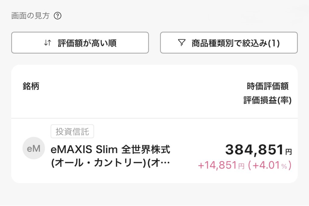 2026/5/15 新NISA運用実績 iGrow 手取り27万25歳 蒼井積 オルカン100%